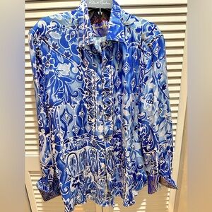 Robert Graham JAIPORE Azure Silk Blue Patterned Men's Shirt